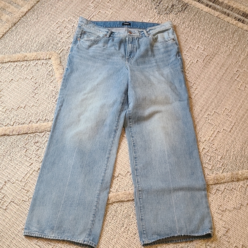 Express Wide Leg Light Blue Jeans